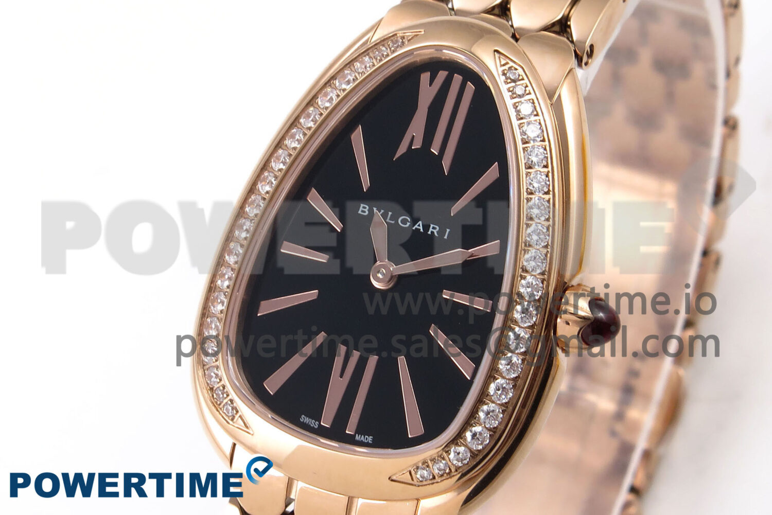 Serpenti Seduttori Watch RG BVF 1:1 Best Edition Black Dial Diamonds Bezel on RG Bracelet Swiss Quartz - Image 2