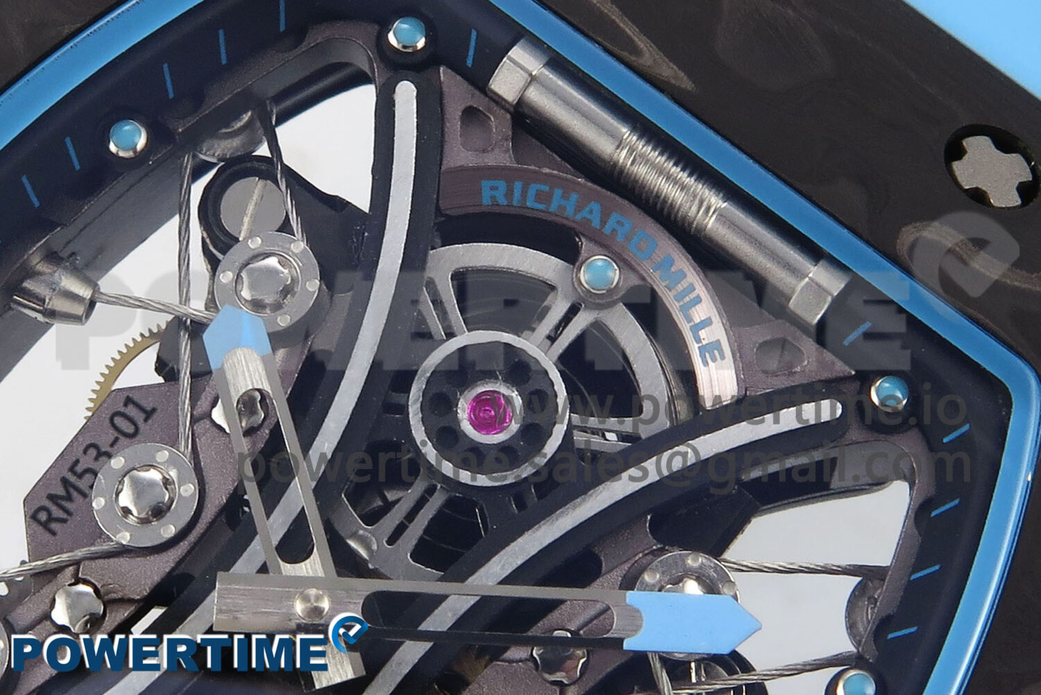 RM053-01 Real Forge Carbon JBF Best Edition Skeleton Dial on Blue Rubber Strap Asian Movement - Image 4