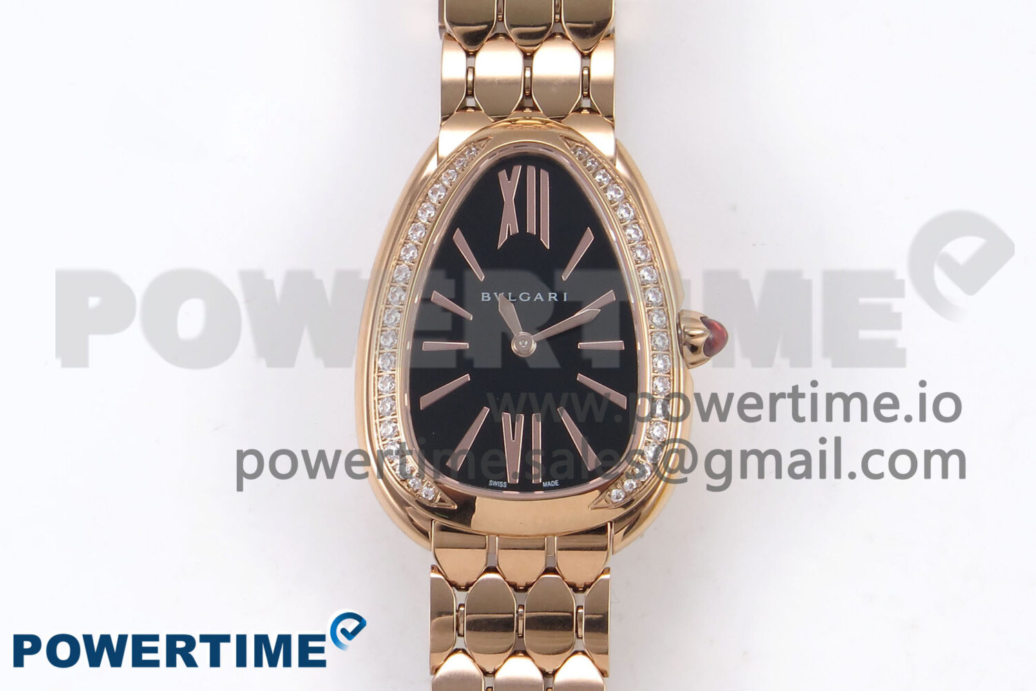 Serpenti Seduttori Watch RG BVF 1:1 Best Edition Black Dial Diamonds Bezel on RG Bracelet Swiss Quartz - Image 1