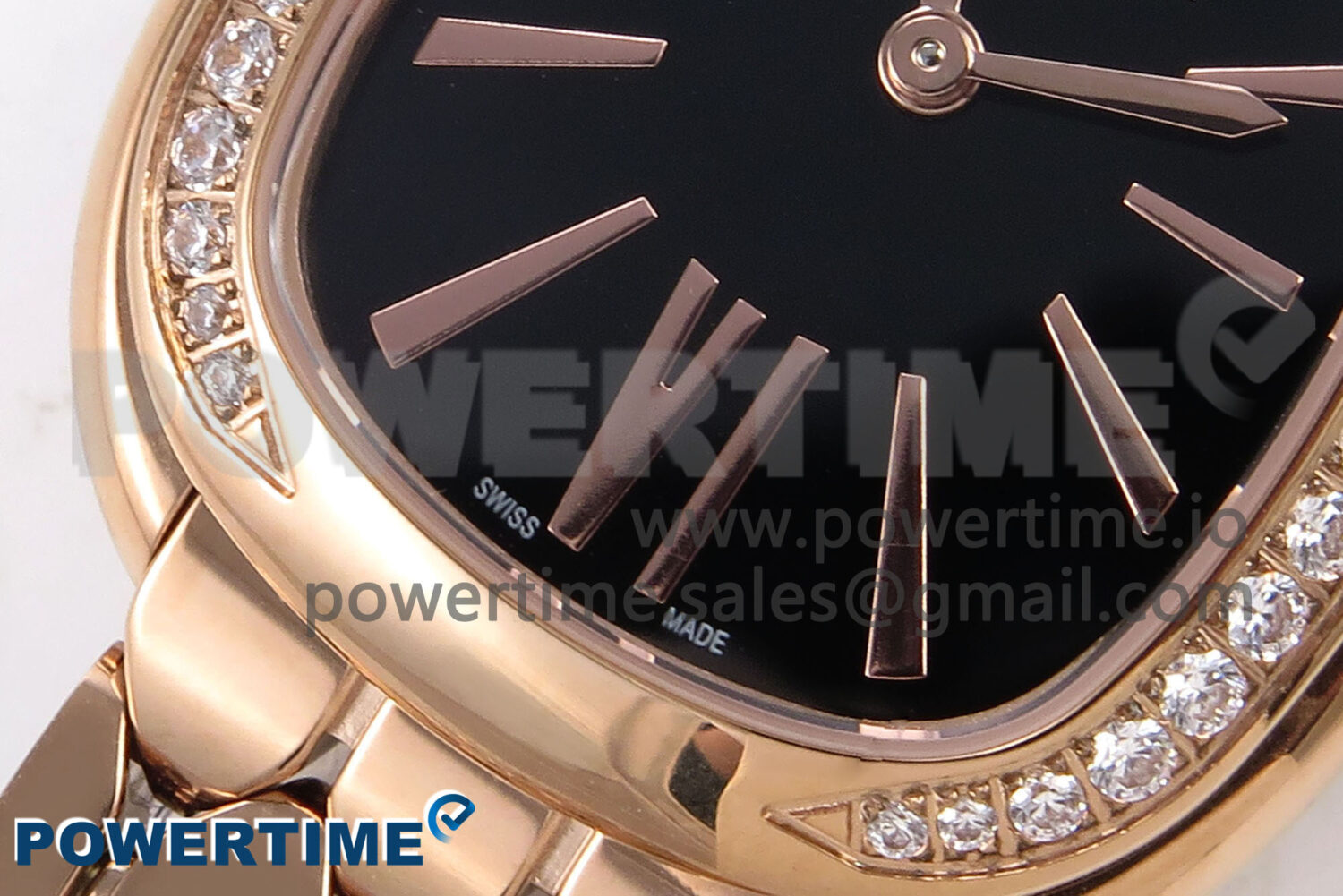 Serpenti Seduttori Watch RG BVF 1:1 Best Edition Black Dial Diamonds Bezel on RG Bracelet Swiss Quartz - Image 5