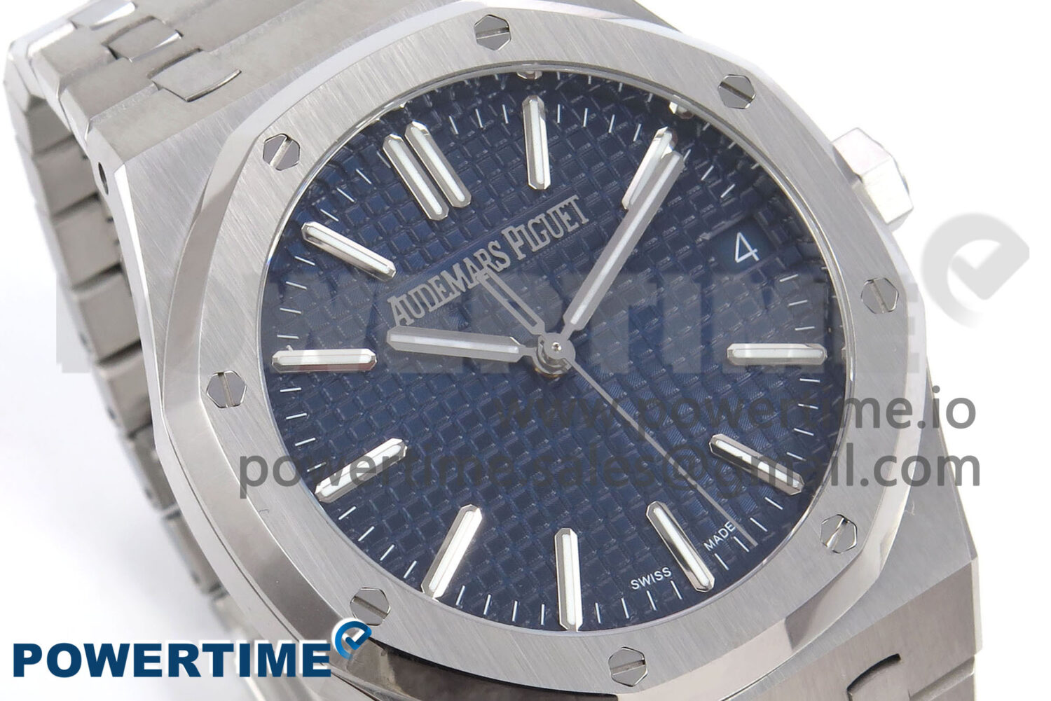 Royal Oak 41mm 15510 “50th Anniversary” SS IPF 1:1 Best Edition Blue Textured Dial on SS Bracelet SA4302 Super Clone - Image 2