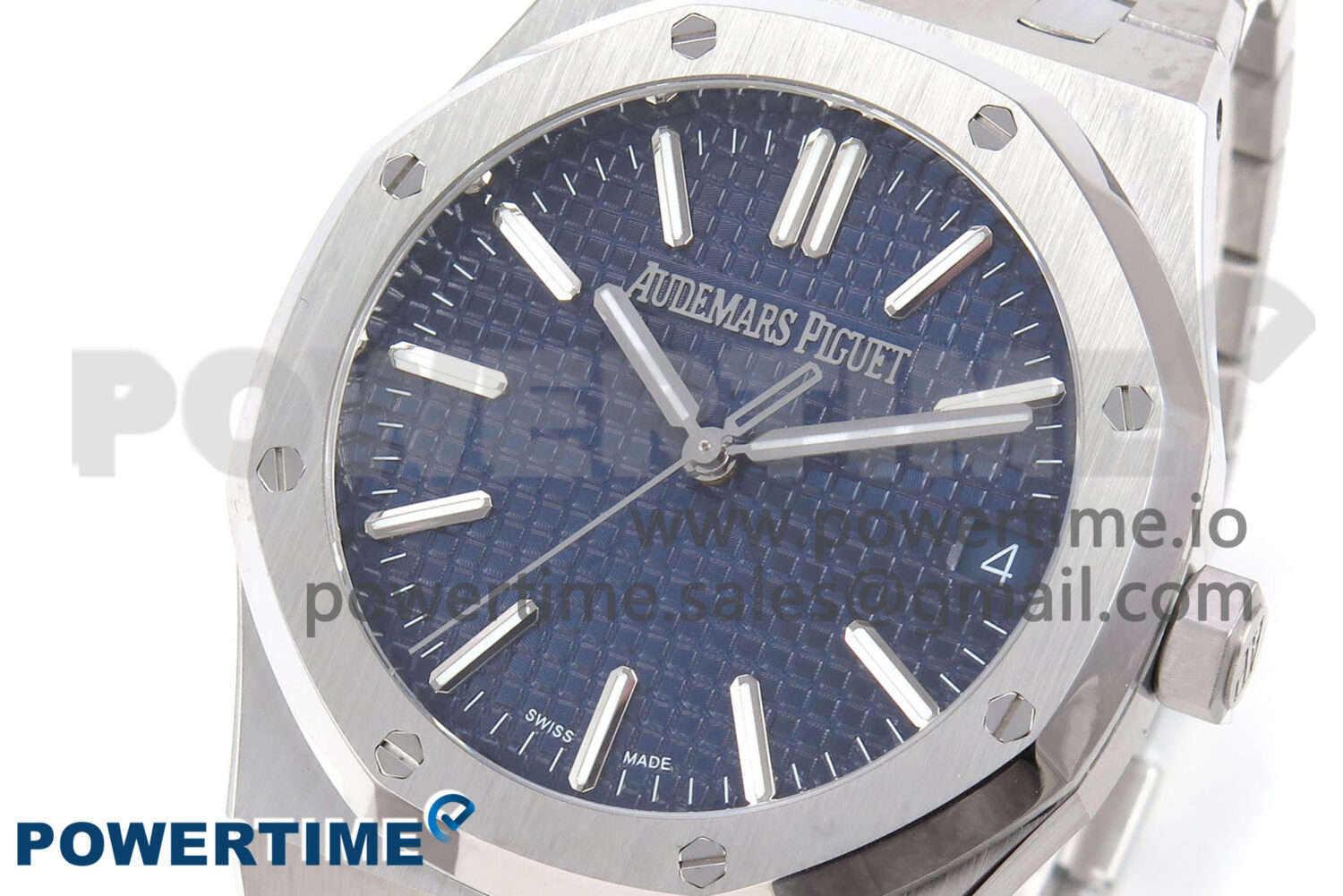Royal Oak 41mm 15510 “50th Anniversary” SS IPF 1:1 Best Edition Blue Textured Dial on SS Bracelet SA4302 Super Clone - Image 3