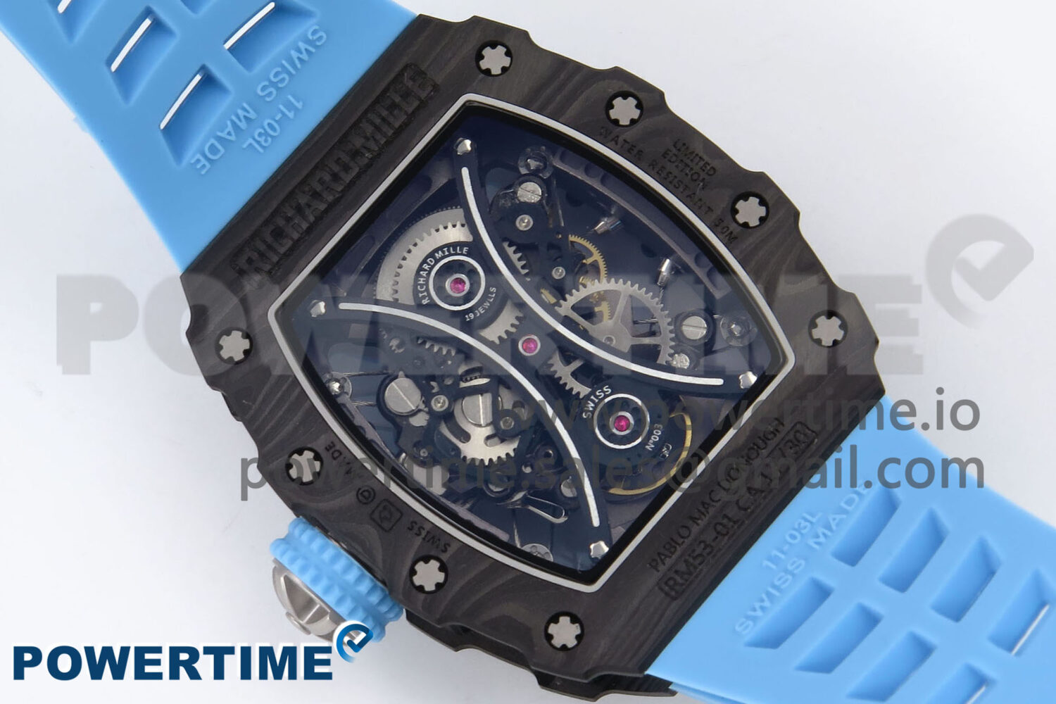 RM053-01 Real Forge Carbon JBF Best Edition Skeleton Dial on Blue Rubber Strap Asian Movement - Image 8