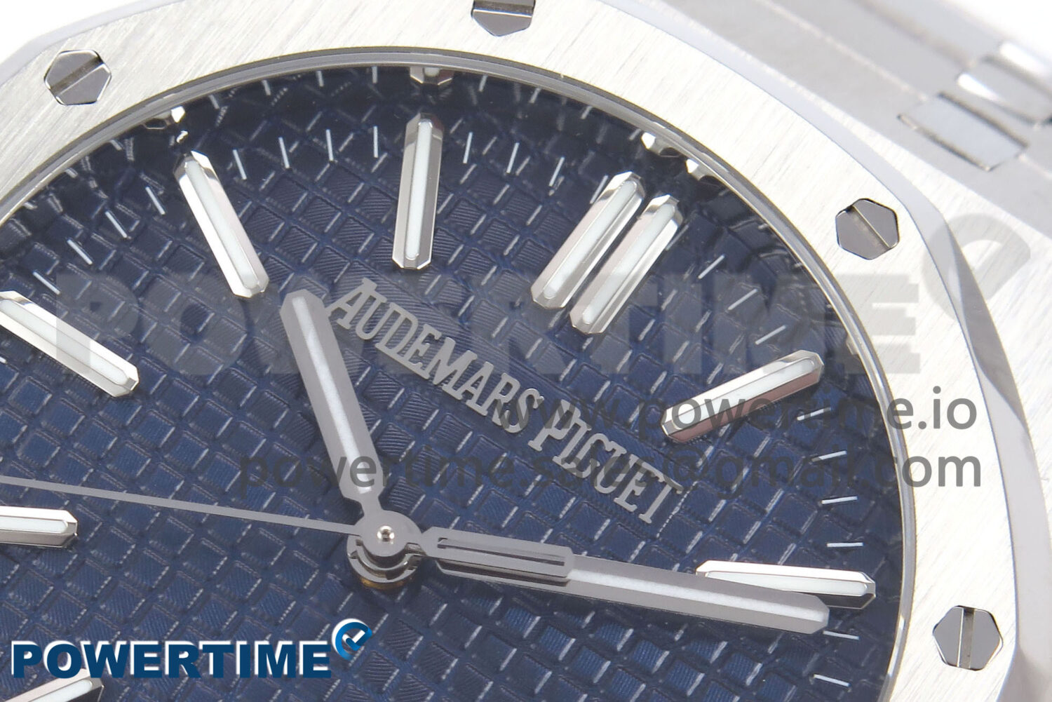 Royal Oak 41mm 15510 “50th Anniversary” SS IPF 1:1 Best Edition Blue Textured Dial on SS Bracelet SA4302 Super Clone - Image 4