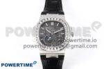 Nautilus 5712 SS PPF 1:1 Best Edition Gray Dial Diamonds Bezel on Black Leather Strap A240 Super Clone V2