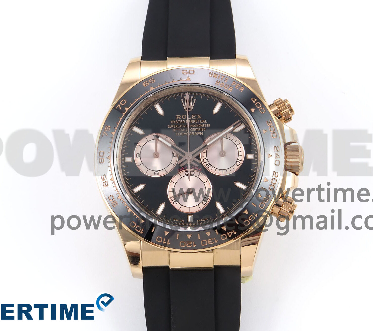 Daytona 126515 APSF 1:1 Best Edition Black/RG Stick Dial on Oysterflex Rubber Strap SH4131 (Gain Weight)