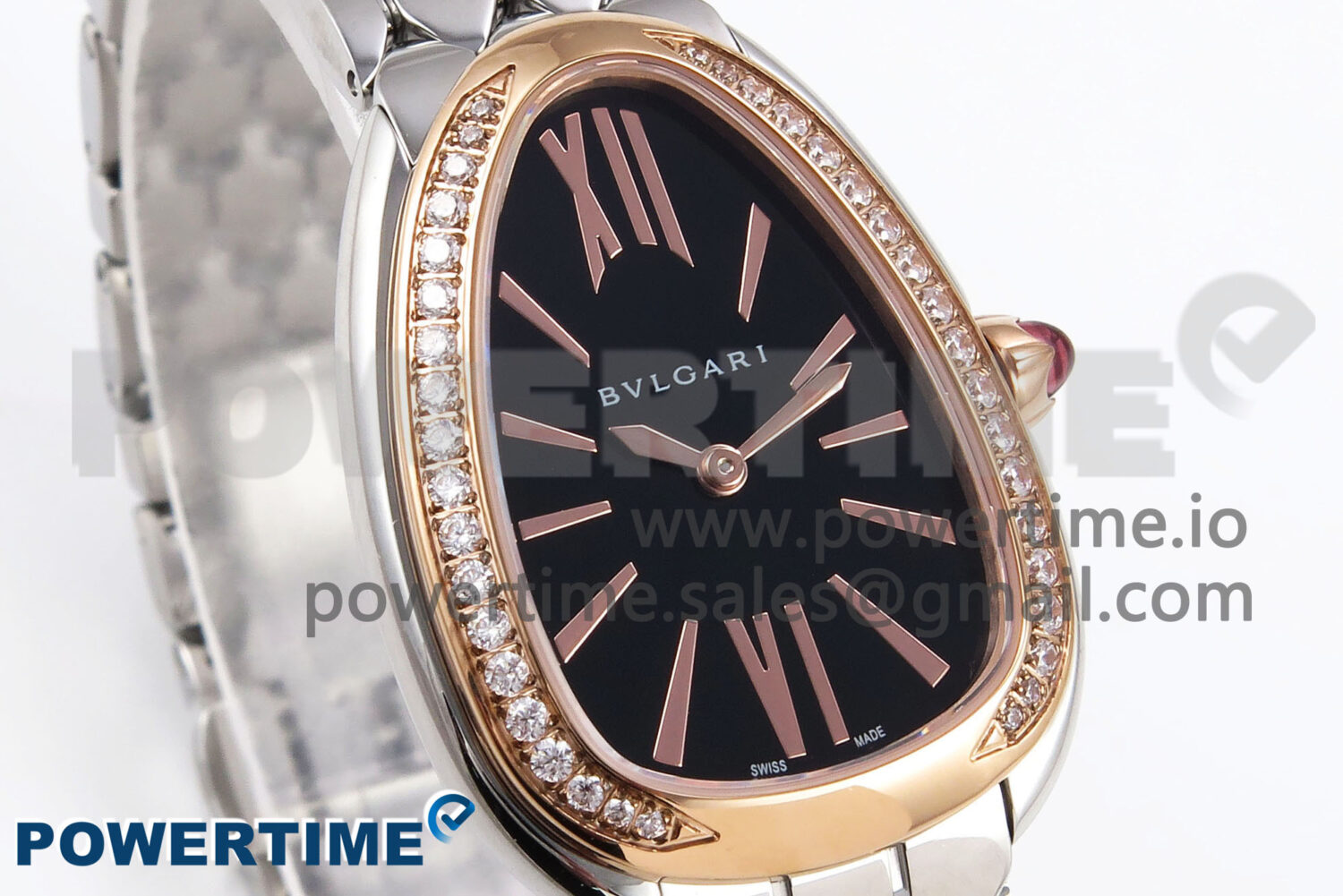 Serpenti Seduttori Watch RG BVF 1:1 Best Edition Black Dial Diamonds Bezel on SS Bracelet Swiss Quartz - Image 3