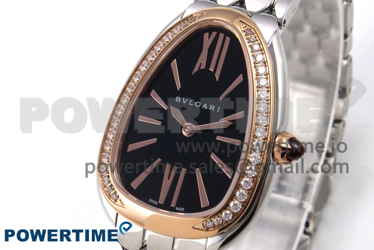 Serpenti Seduttori Watch RG BVF 1:1 Best Edition Black Dial Diamonds Bezel on SS Bracelet Swiss Quartz - Image 2