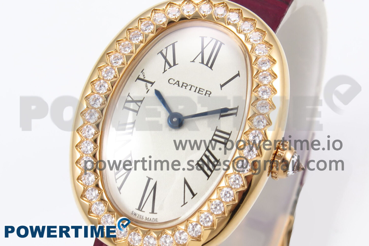 Baignoire Watch RG AF 1:1 Best Edition White Dial Diamonds Bezel on Red Croco Strap RONDA Quartz - Image 3