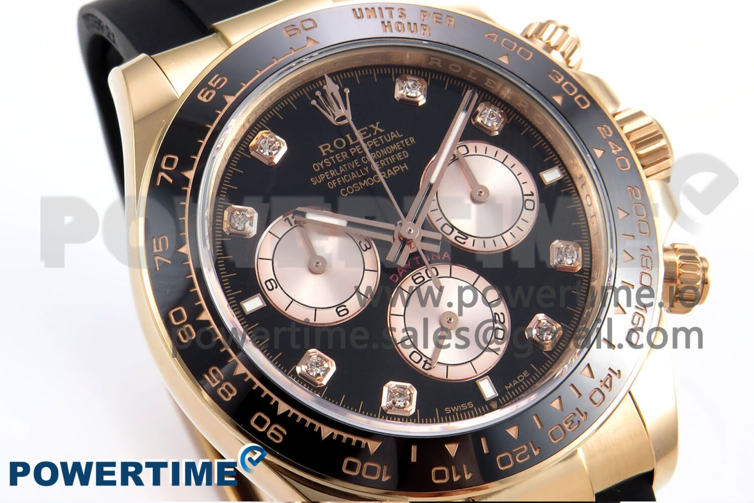 Daytona 126515 APSF 1:1 Best Edition Black/RG Diamonds Dial on Oysterflex Rubber Strap SH4131 (Gain Weight) - Image 2