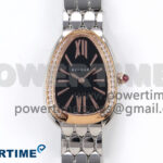 Serpenti Seduttori Watch RG BVF 1:1 Best Edition Black Dial Diamonds Bezel on SS Bracelet Swiss Quartz