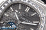 Nautilus 5712 SS PPF 1:1 Best Edition Gray Dial Diamonds Bezel on Black Leather Strap A240 Super Clone V2 - Image 4