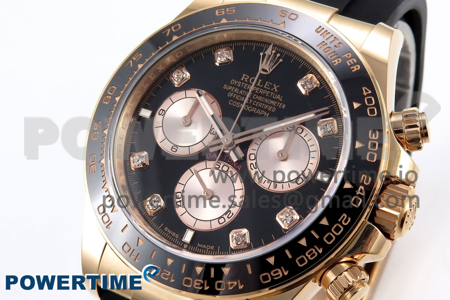 Daytona 126515 APSF 1:1 Best Edition Black/RG Diamonds Dial on Oysterflex Rubber Strap SH4131 (Gain Weight) - Image 3