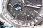 Nautilus 5712 SS PPF 1:1 Best Edition Gray Dial Diamonds Bezel on Black Leather Strap A240 Super Clone V2 - Image 5