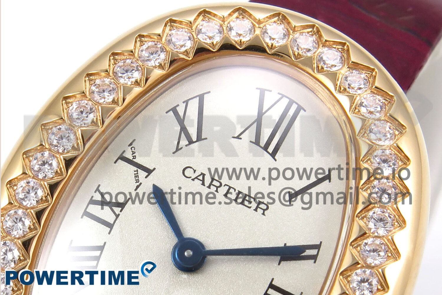 Baignoire Watch RG AF 1:1 Best Edition White Dial Diamonds Bezel on Red Croco Strap RONDA Quartz - Image 4