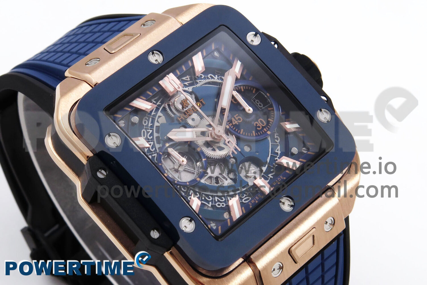 Square Bang Unico 42mm RG/Ceramic BBF 1:1 Best Edition Skeleton Dial on Blue Rubber Strap A1280 - Image 3