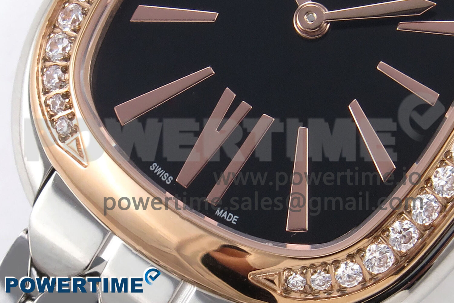 Serpenti Seduttori Watch RG BVF 1:1 Best Edition Black Dial Diamonds Bezel on SS Bracelet Swiss Quartz - Image 5