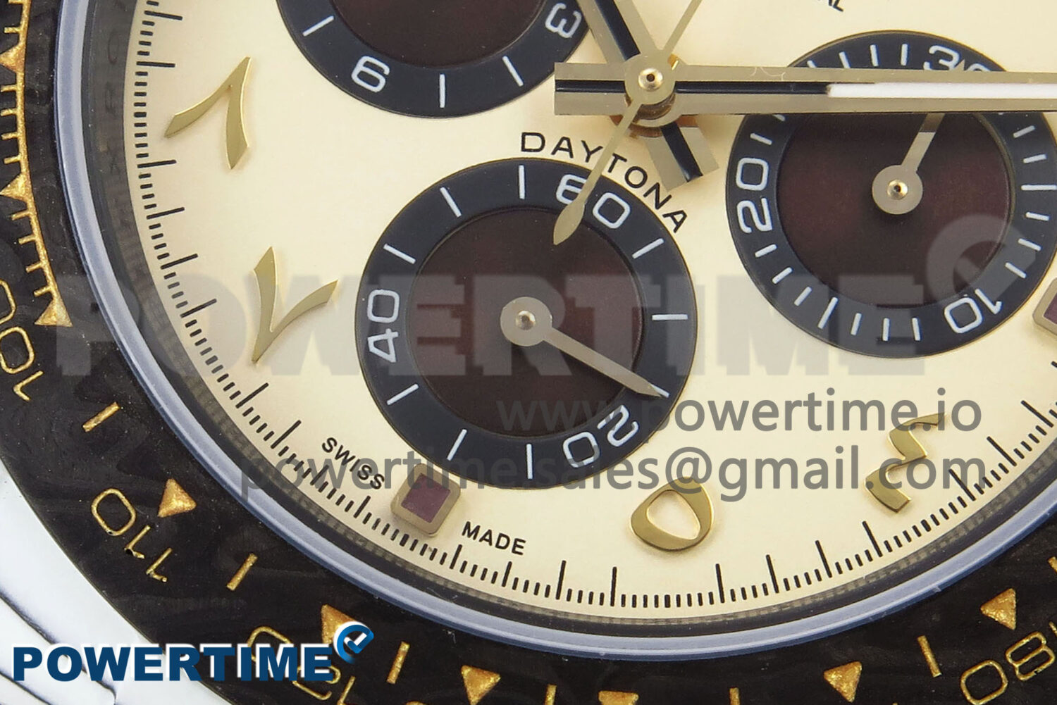 Daytona DIW White Carbon DIWF Best Edition Cream/Brown Dial on Brown Nylon Strap - Image 5