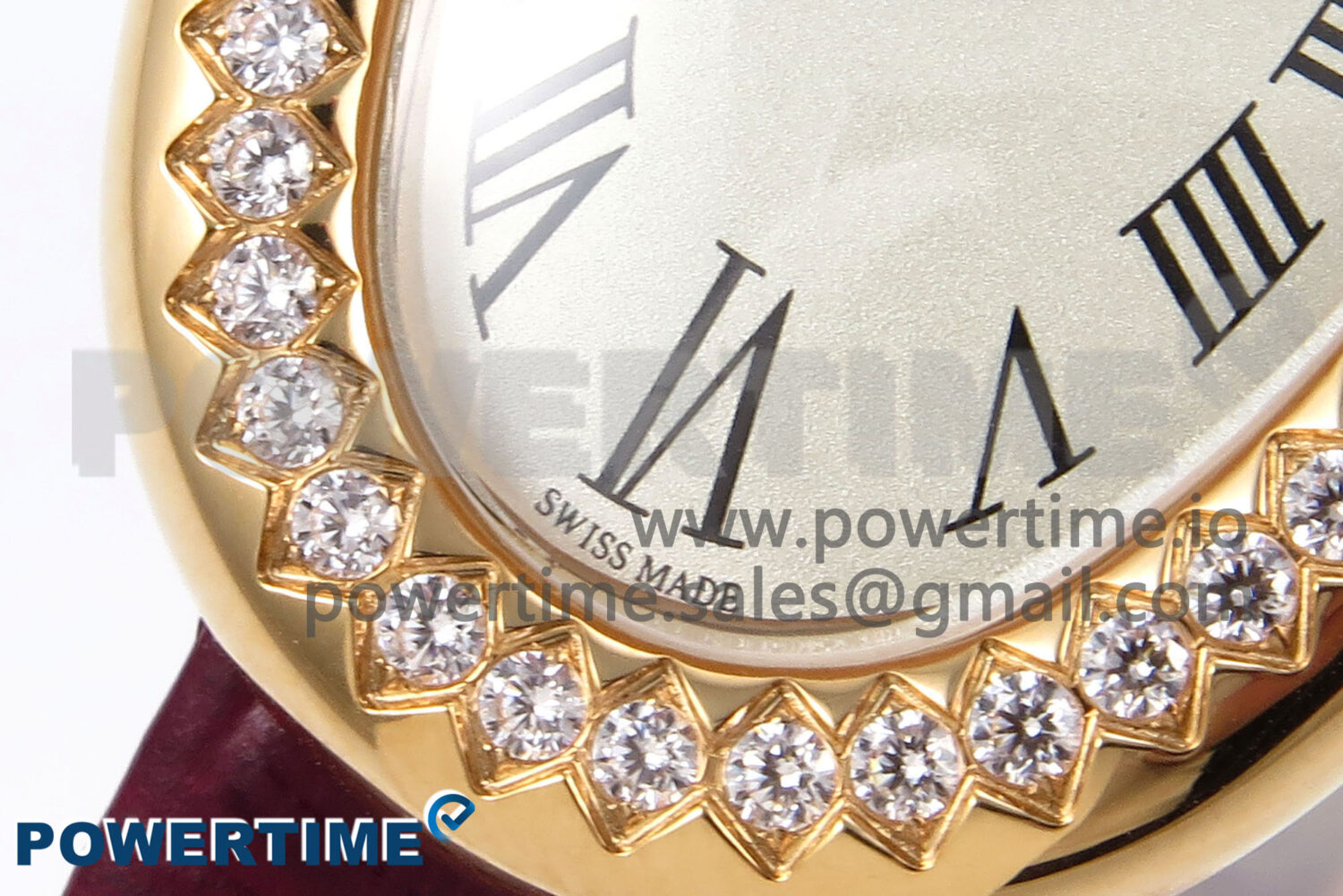 Baignoire Watch RG AF 1:1 Best Edition White Dial Diamonds Bezel on Red Croco Strap RONDA Quartz - Image 5