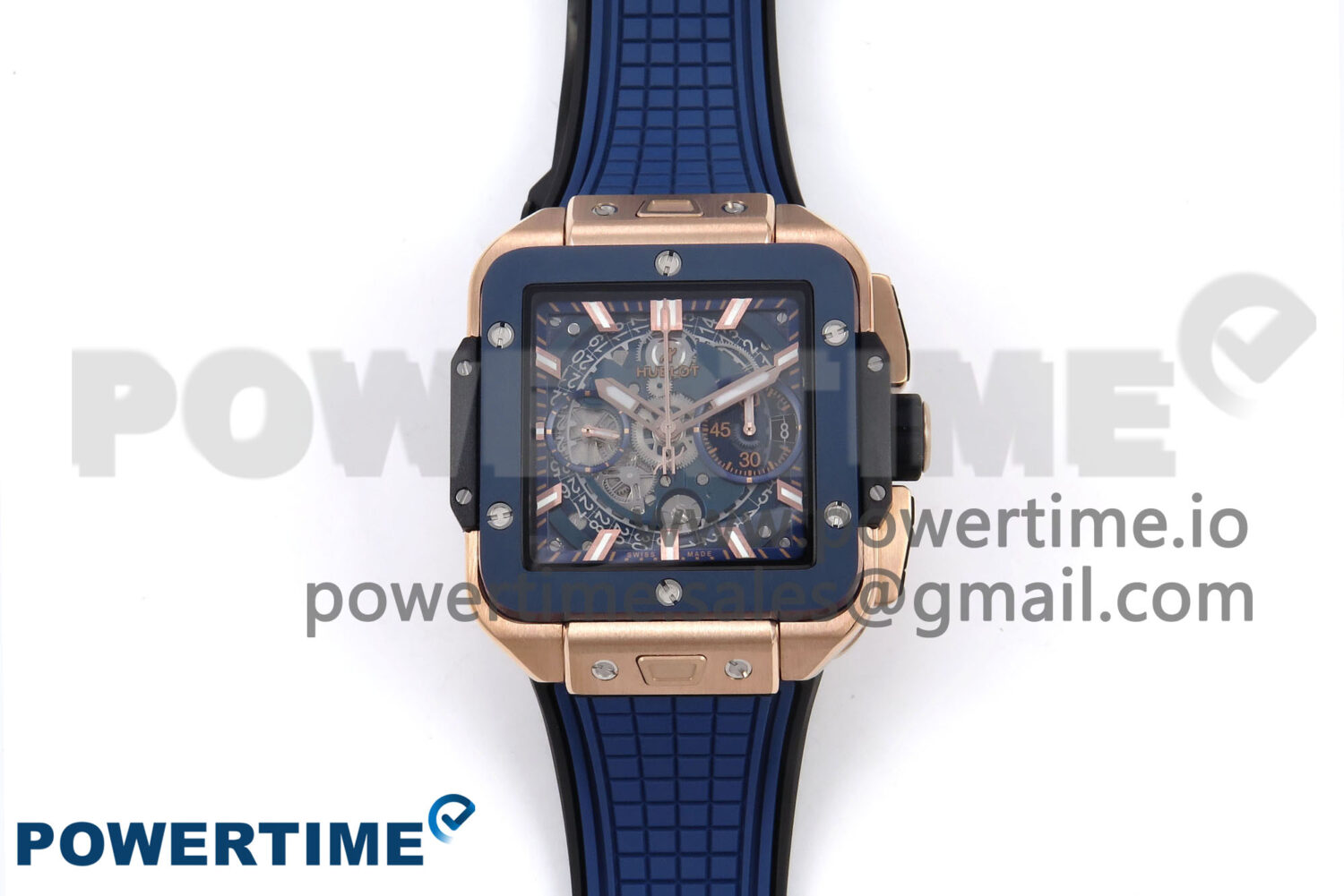Square Bang Unico 42mm RG/Ceramic BBF 1:1 Best Edition Skeleton Dial on Blue Rubber Strap A1280 - Image 1