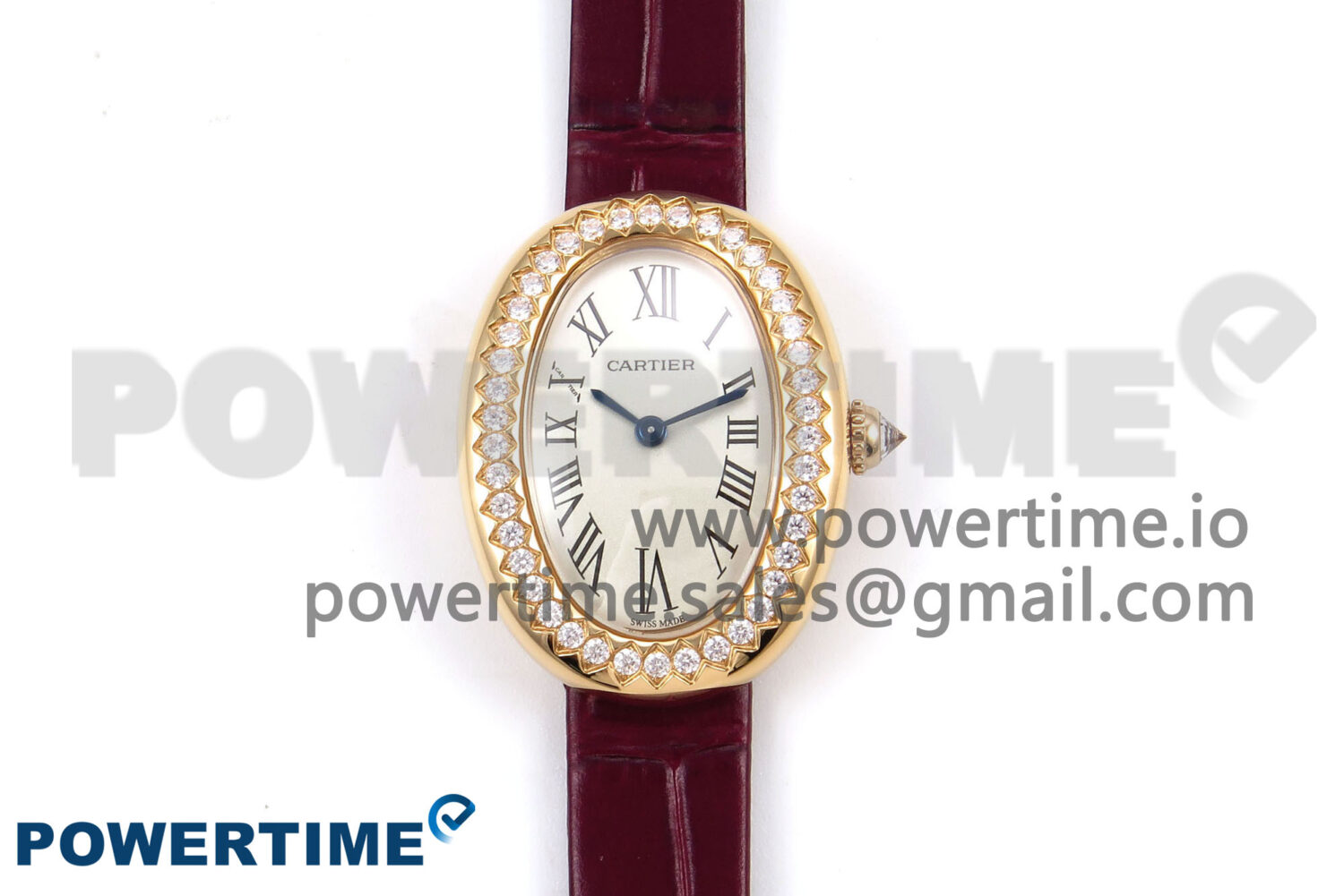 Baignoire Watch RG AF 1:1 Best Edition White Dial Diamonds Bezel on Red Croco Strap RONDA Quartz - Image 1