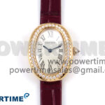 Baignoire Watch RG AF 1:1 Best Edition White Dial Diamonds Bezel on Red Croco Strap RONDA Quartz