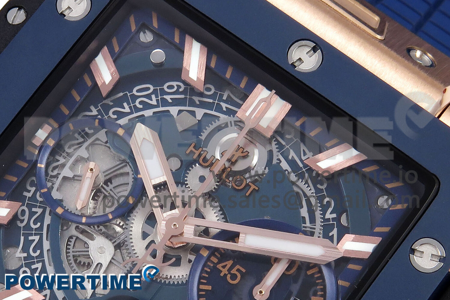 Square Bang Unico 42mm RG/Ceramic BBF 1:1 Best Edition Skeleton Dial on Blue Rubber Strap A1280 - Image 4