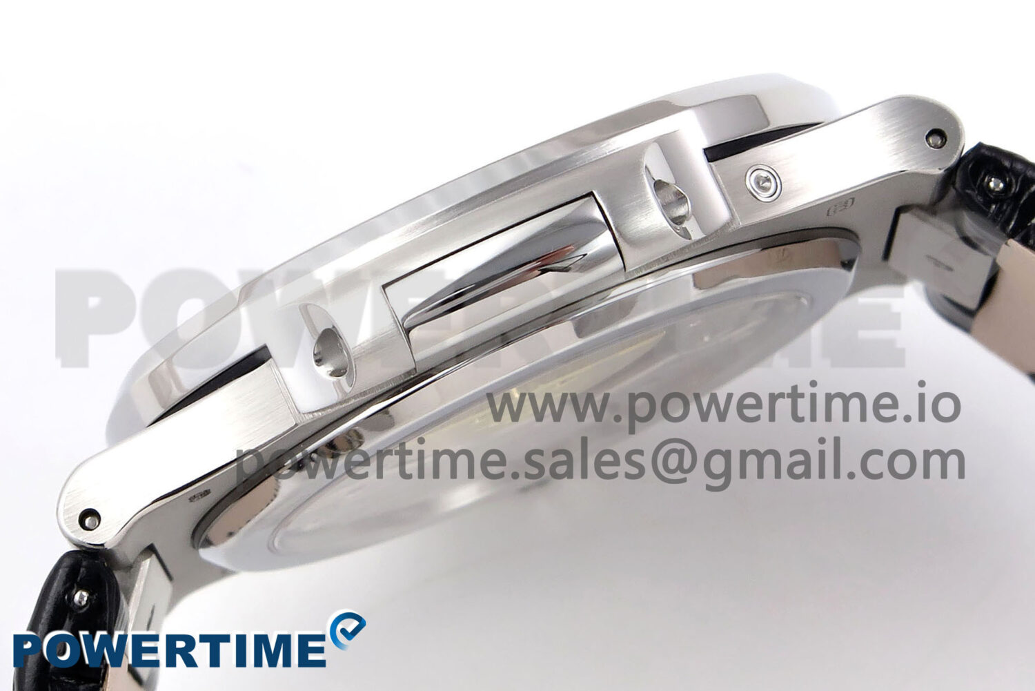 Nautilus 5712 SS PPF 1:1 Best Edition Gray Dial Diamonds Bezel on Black Leather Strap A240 Super Clone V2 - Image 6