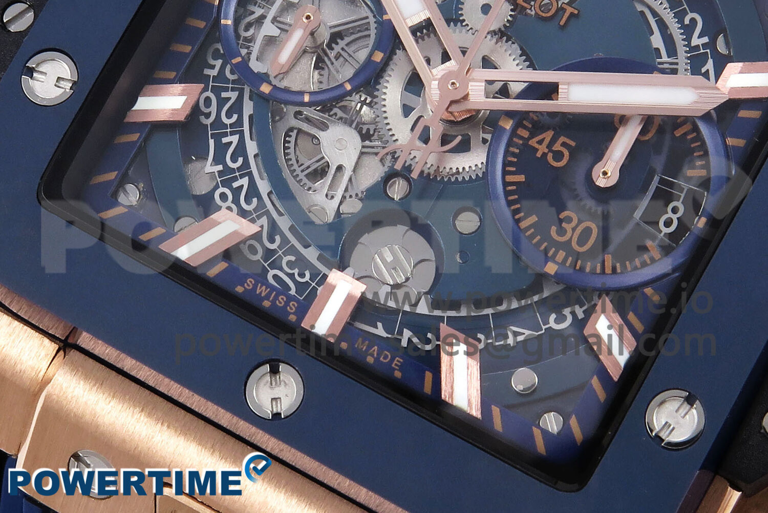 Square Bang Unico 42mm RG/Ceramic BBF 1:1 Best Edition Skeleton Dial on Blue Rubber Strap A1280 - Image 5