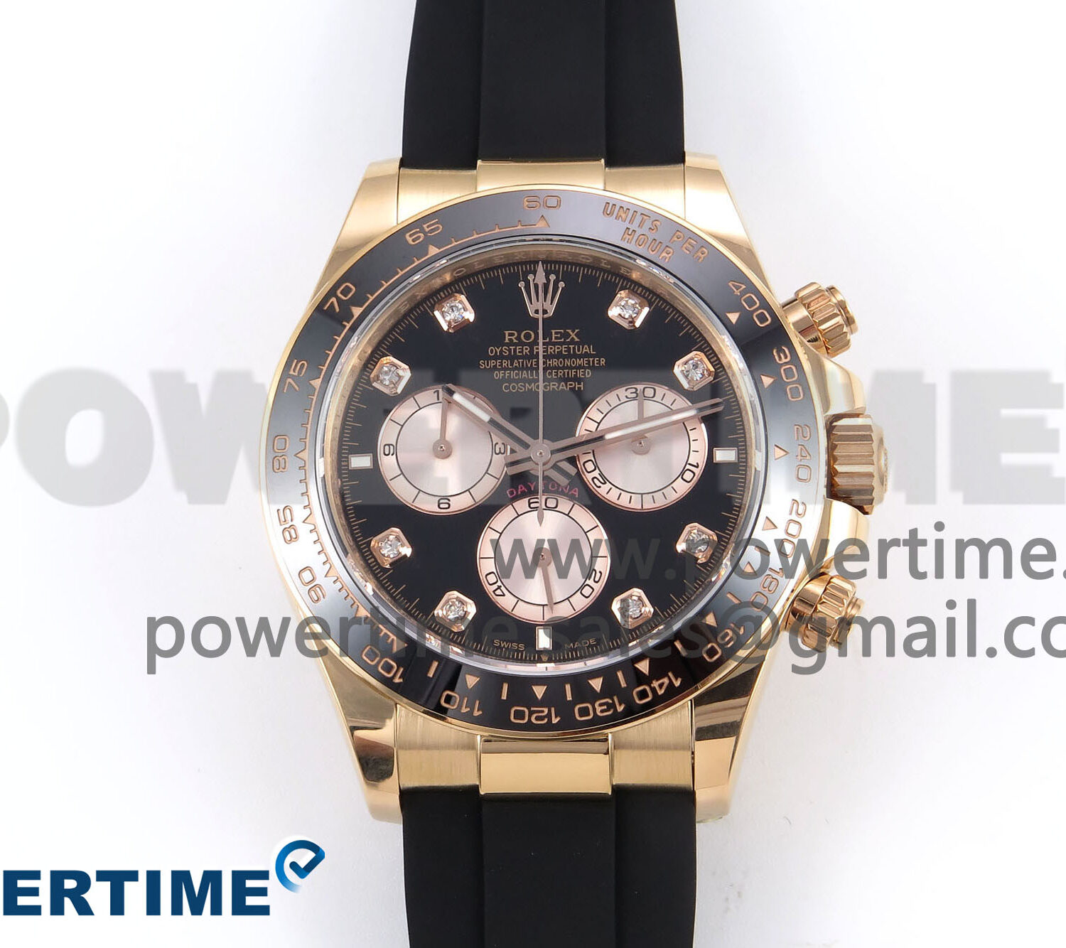 Daytona 126515 APSF 1:1 Best Edition Black/RG Diamonds Dial on Oysterflex Rubber Strap SH4131 (Gain Weight)