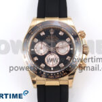 Daytona 126515 APSF 1:1 Best Edition Black/RG Diamonds Dial on Oysterflex Rubber Strap SH4131 (Gain Weight)