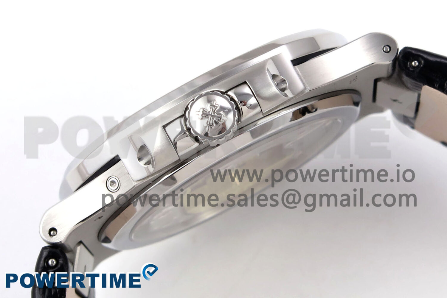 Nautilus 5712 SS PPF 1:1 Best Edition Blue Dial Diamonds Bezel on Black Leather Strap A240 Super Clone V2 - Image 7