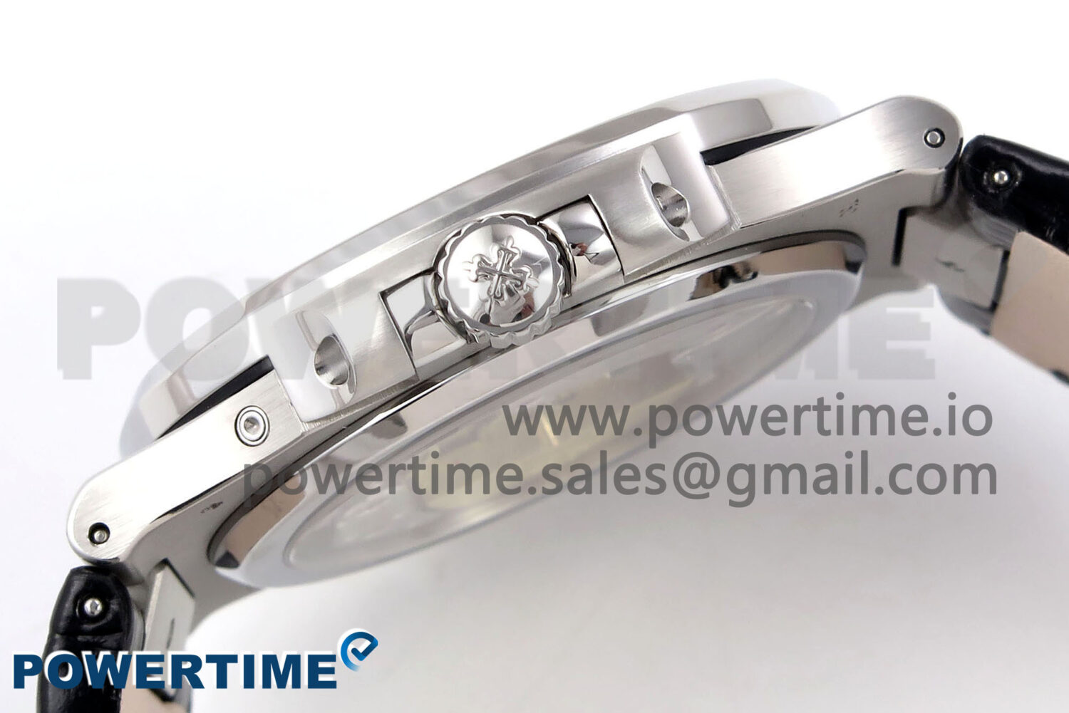 Nautilus 5712 SS PPF 1:1 Best Edition Gray Dial Diamonds Bezel on Black Leather Strap A240 Super Clone V2 - Image 7
