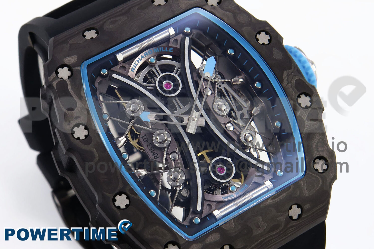 RM053-01 Real Forge Carbon JBF Best Edition Skeleton Dial on Black Rubber Strap Asian Movement - Image 3