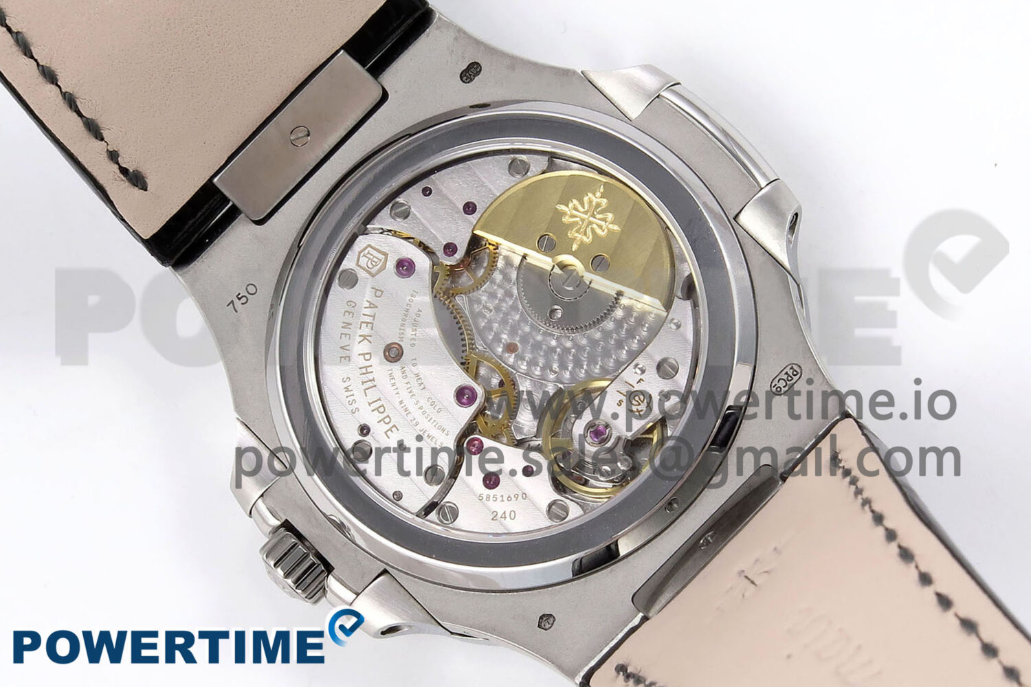 Nautilus 5712 SS PPF 1:1 Best Edition Blue Dial Diamonds Bezel on Black Leather Strap A240 Super Clone V2 - Image 8