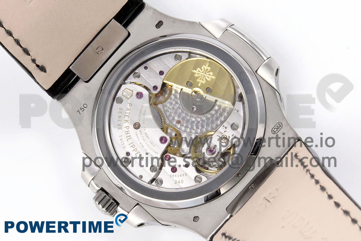 Nautilus 5712 SS PPF 1:1 Best Edition Gray Dial Diamonds Bezel on Black Leather Strap A240 Super Clone V2 - Image 8