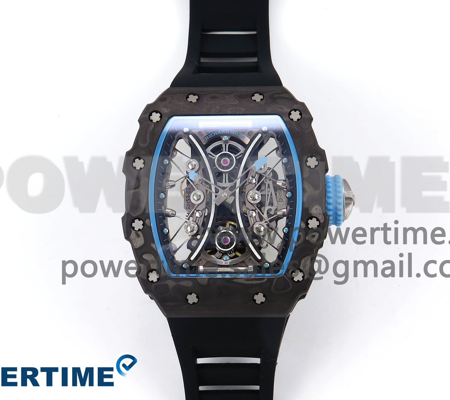 RM053-01 Real Forge Carbon JBF Best Edition Skeleton Dial on Black Rubber Strap Asian Movement