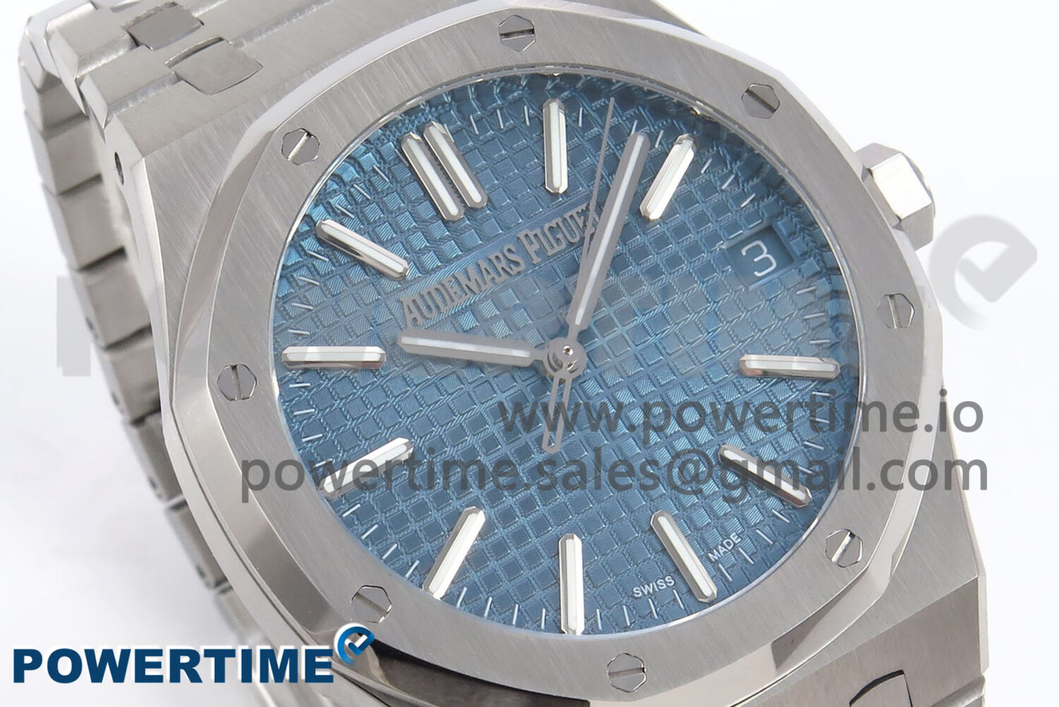 Royal Oak 41mm 15510 “50th Anniversary” SS IPF 1:1 Best Edition Light Blue Textured Dial on SS Bracelet SA4302 Super Clone - Image 2