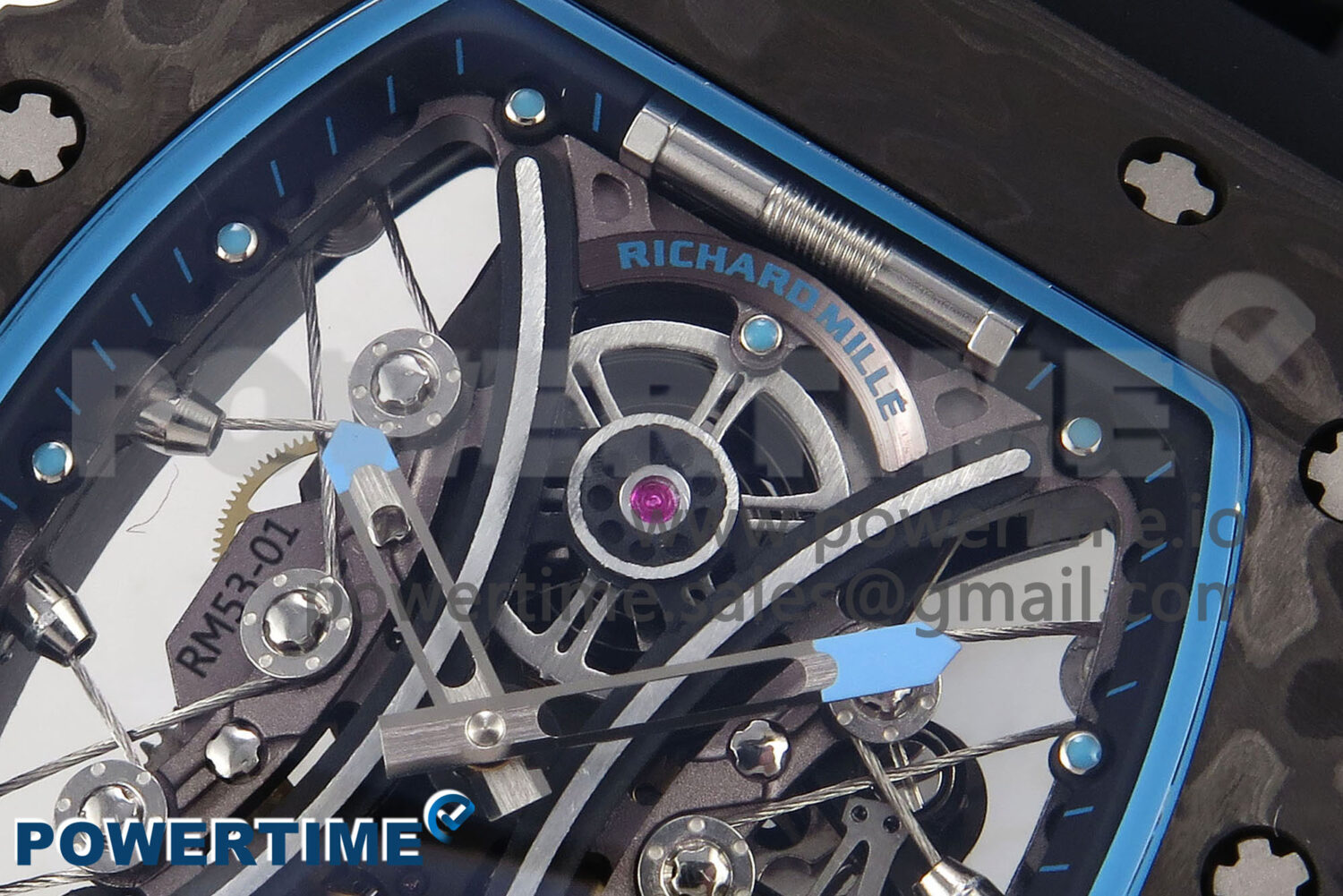 RM053-01 Real Forge Carbon JBF Best Edition Skeleton Dial on Black Rubber Strap Asian Movement - Image 4