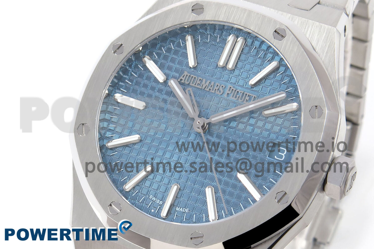 Royal Oak 41mm 15510 “50th Anniversary” SS IPF 1:1 Best Edition Light Blue Textured Dial on SS Bracelet SA4302 Super Clone - Image 3