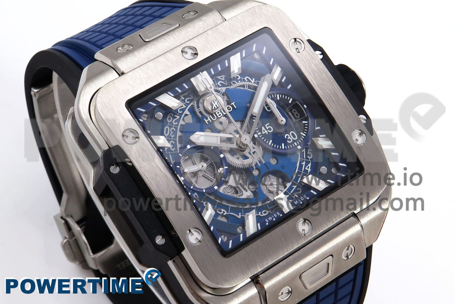 Square Bang Unico 42mm Ti BBF 1:1 Best Edition Skeleton Dial on Blue Rubber Strap A1280 - Image 3