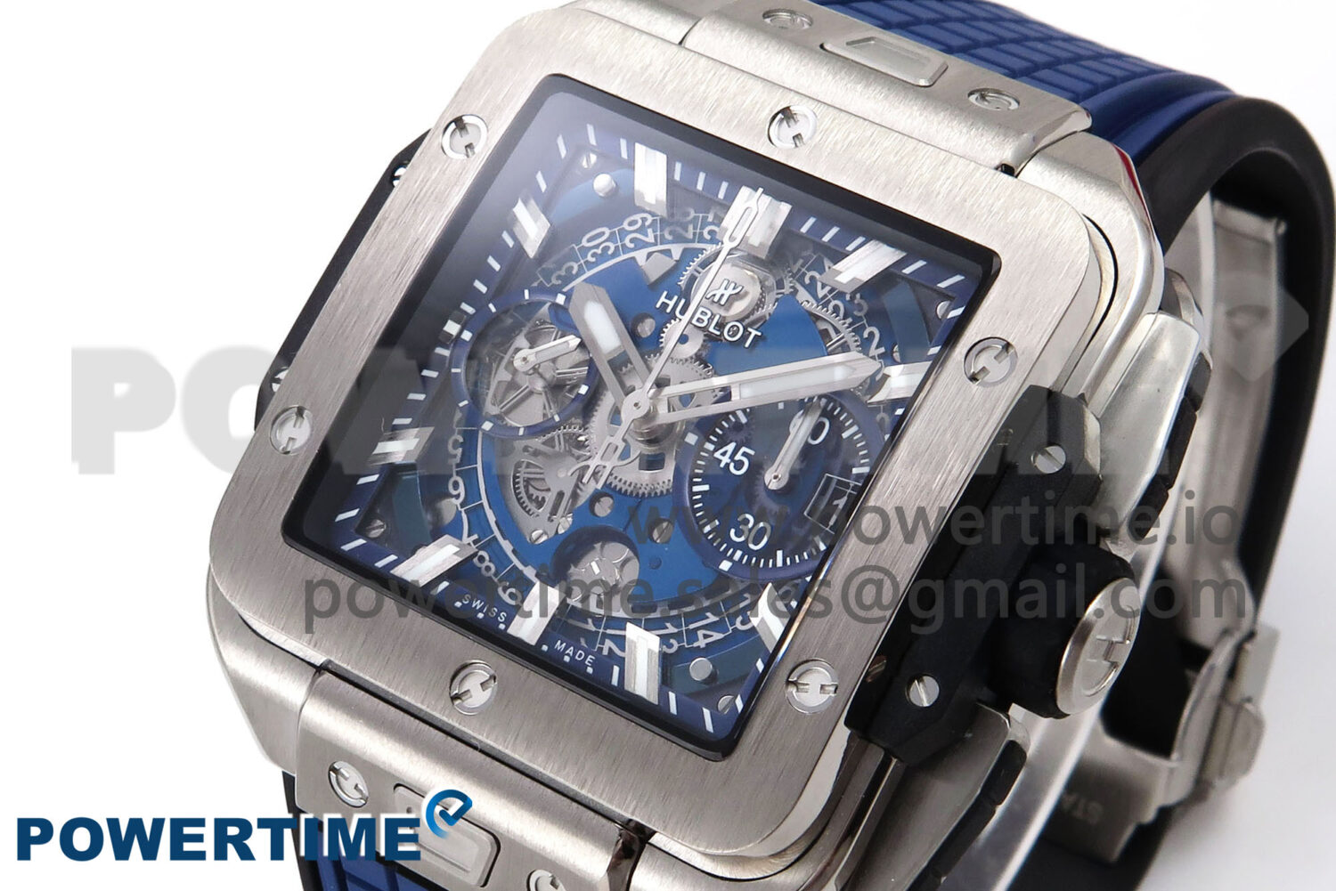 Square Bang Unico 42mm Ti BBF 1:1 Best Edition Skeleton Dial on Blue Rubber Strap A1280 - Image 2