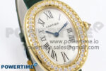 Baignoire Watch YG AF 1:1 Best Edition White Dial Diamonds Bezel on Green Croco Strap RONDA Quartz - Image 2