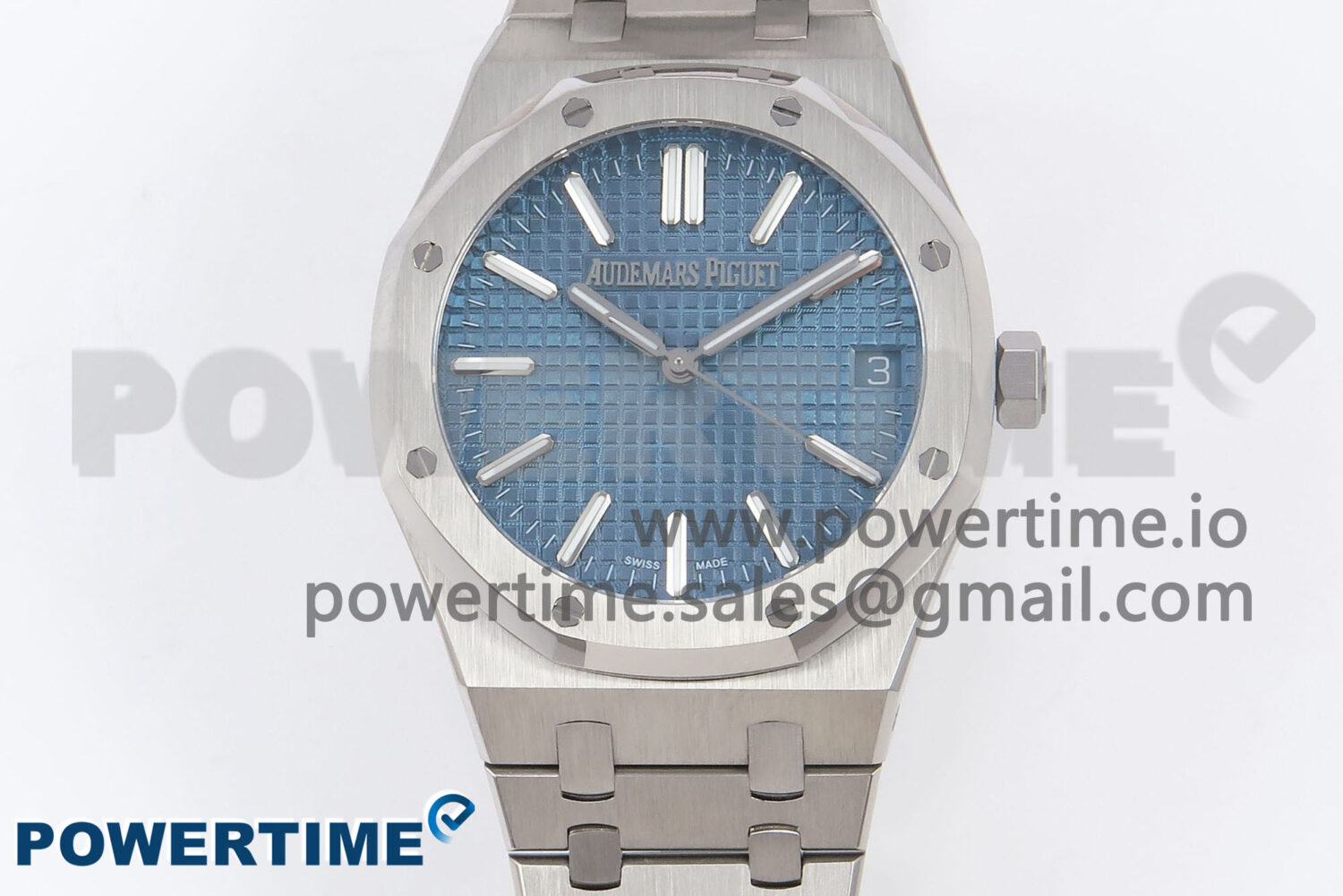 Royal Oak 41mm 15510 “50th Anniversary” SS IPF 1:1 Best Edition Light Blue Textured Dial on SS Bracelet SA4302 Super Clone - Image 1