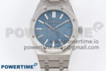 Royal Oak 41mm 15510 “50th Anniversary” SS IPF 1:1 Best Edition Light Blue Textured Dial on SS Bracelet SA4302 Super Clone