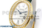 Baignoire Watch YG AF 1:1 Best Edition White Dial Diamonds Bezel on Green Croco Strap RONDA Quartz - Image 3