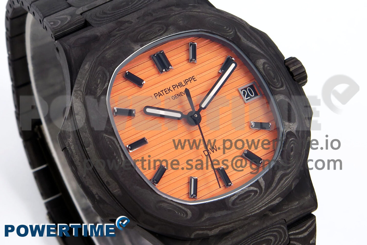 Nautilus 5711 DIW Carbon DIWF 1:1 Best Edition Orange Textured Dial on Carbon Bracelet 324CS - Image 3