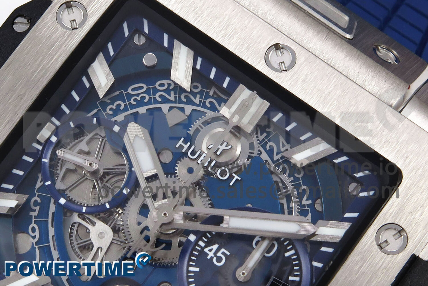 Square Bang Unico 42mm Ti BBF 1:1 Best Edition Skeleton Dial on Blue Rubber Strap A1280 - Image 4