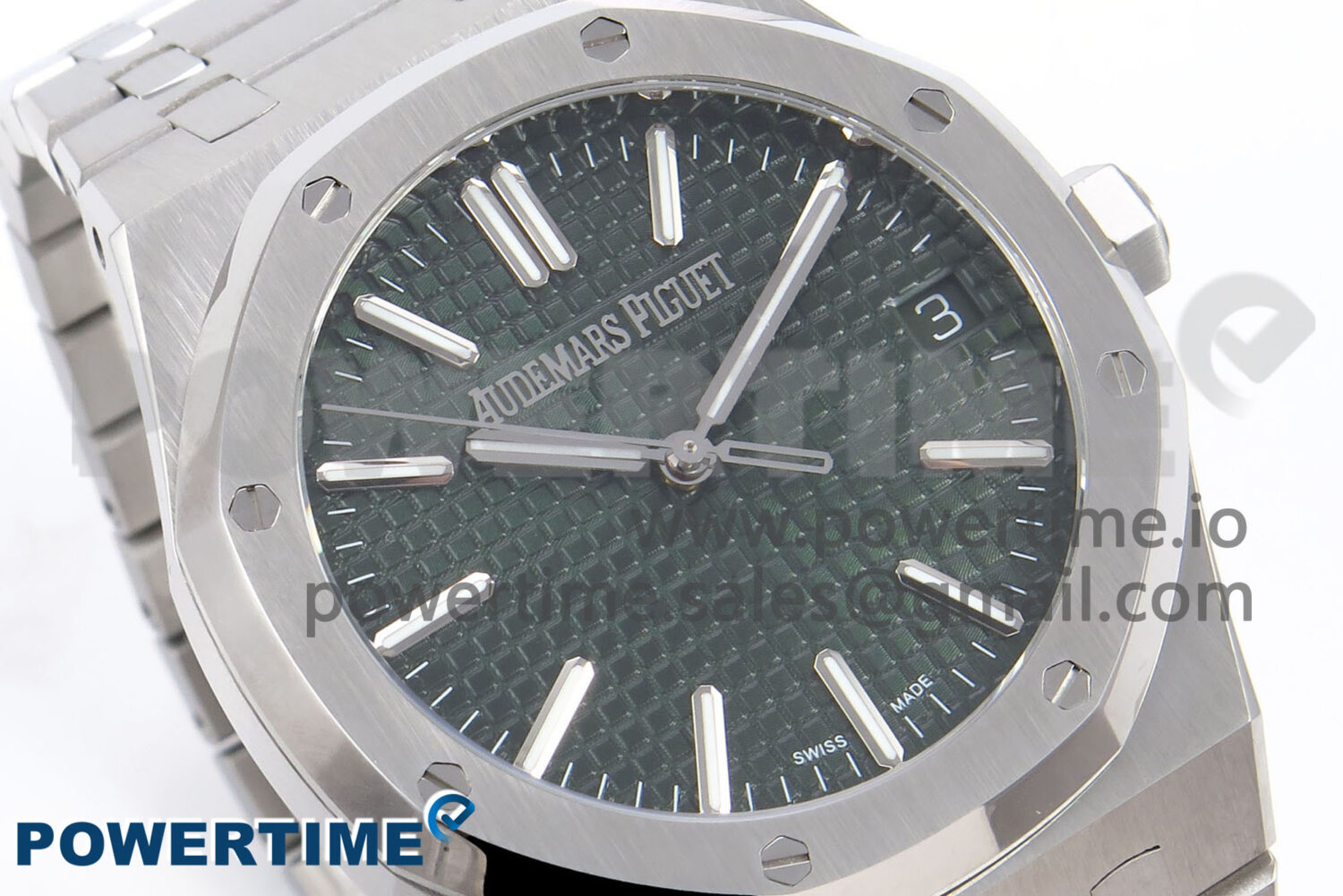 Royal Oak 41mm 15510 “50th Anniversary” SS IPF 1:1 Best Edition Green Textured Dial on SS Bracelet SA4302 Super Clone - Image 2