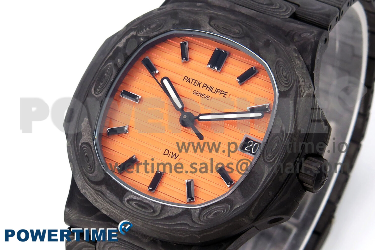 Nautilus 5711 DIW Carbon DIWF 1:1 Best Edition Orange Textured Dial on Carbon Bracelet 324CS - Image 2